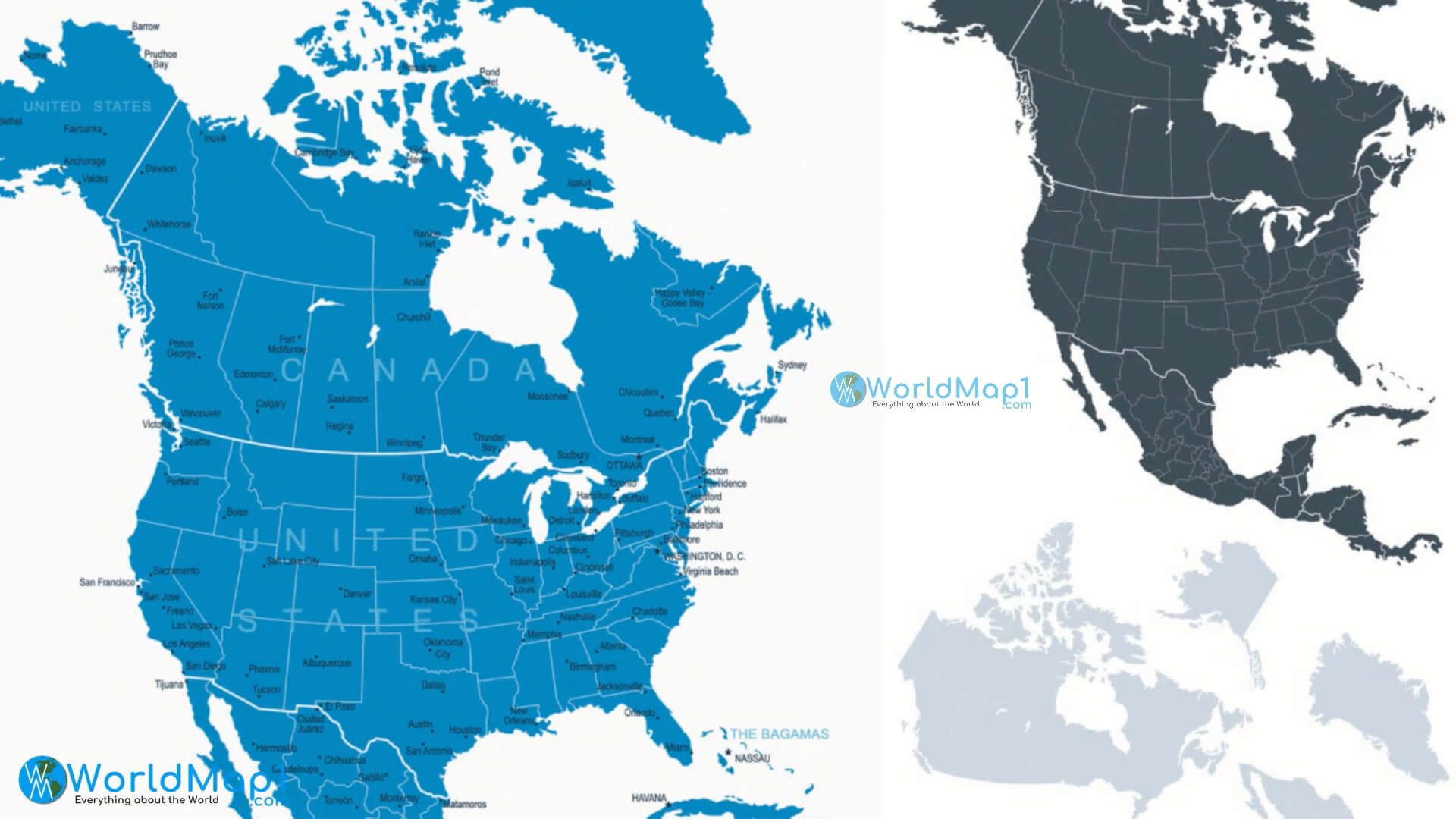 North America Countries Blank Map